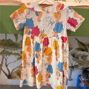 Colorful Seahorse Print Girls Dress
